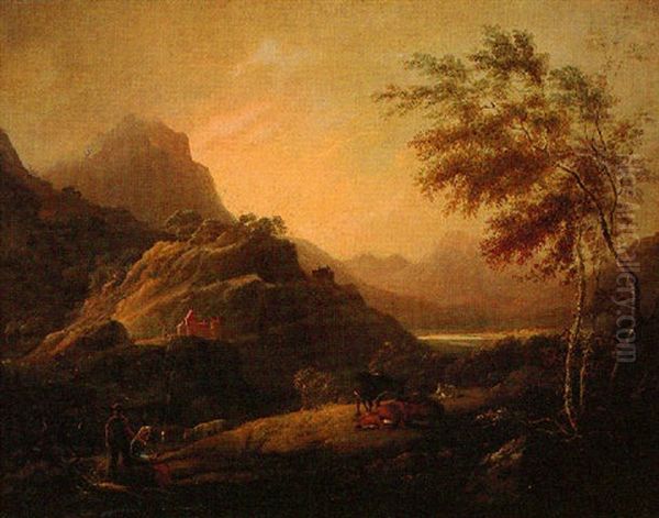 Figures And Cattle In An Extensive Landscape - view 1