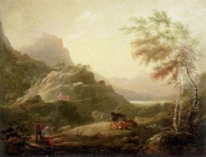 Figures And Cattle In A Hilly Landscape