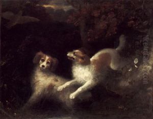 Two Spaniels In A Landscape Putting Up Game