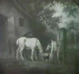 Farm Labourers And Two Horses At A Well Farm Labourers And Two Horses At A Well