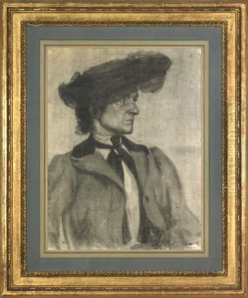 Charcoal Portrait Of A Woman - view 1