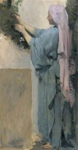 Orientalische Frau Vor Einer Hausfassade