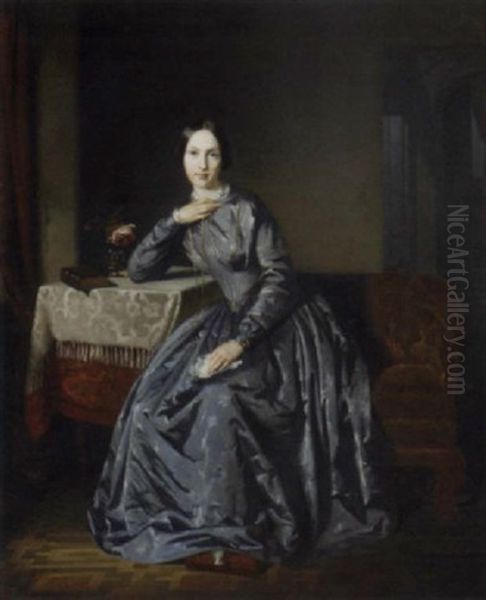 Portrait Of Johanna Louise Van Eeghen-den-tex Seated In An Interior - view 1