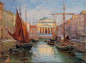 Hafenansicht Von Triest by Adolf Schwarz
