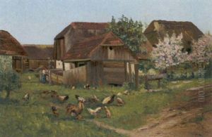 Idylle Am Bauernhof by Adolf Schwarz