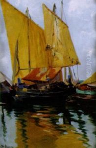 Fischerboote Vor Anker by Adolf Schwarz