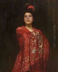 Dame In Rotem Kimono