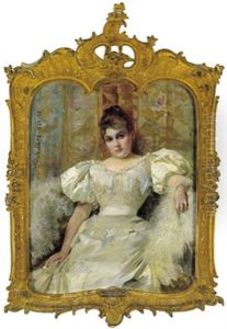 Mondane Dame In Weisem Abendkleid