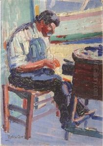 A Seated Craftsman by Mommie Schwarz