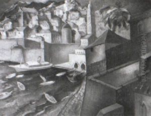 A View Of A Meditteranean Harbour by Mommie Schwarz