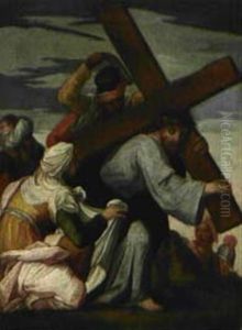 Christus Fallt Unter Dem Kreuz Und Veronika Reicht Ihm Das Schweistuch by Christoph Schwarz