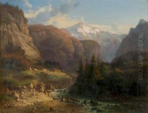Landschaft Im Berner Oberland Mit Wetter- Und Schwarzhorn