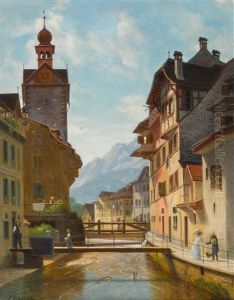 Alt Luzern - Der Krienbach, Bruggligasse by Xaver Schwegler
