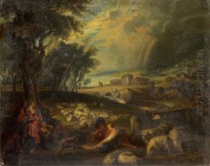 Landschaft Mit Regenbogen by Xaver Schwegler