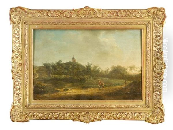 Peasants On A Pathway By A Hill And Some Houses - view 1