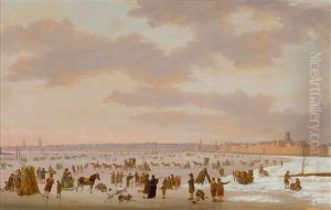 View Of The Maas Before Rotterdam In Winter