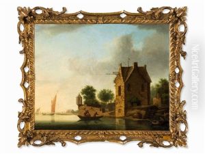 River Landscape by Heinrich Wilhelm Schweickardt