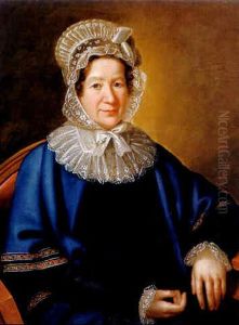 Portrait Einer Dame Mit Weisem Spitzenhaubchen Und Blauem Umhang