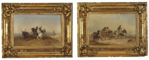 Gardiens De Taureaux Des Environs De Rome (+ Le Convoi Lance Au Galop; Pair) by Ernst Schweinfurth
