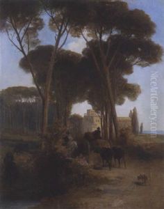 Italienische Villa Vor Einem Pinienwaldchen