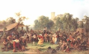 Scene De Bal Champetre: La Fete De La Moisson by Ernst Schweinfurth