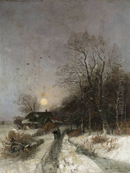 Moonrise On Winter Evening - view 1