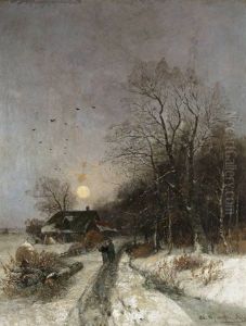 Moonrise On Winter Evening