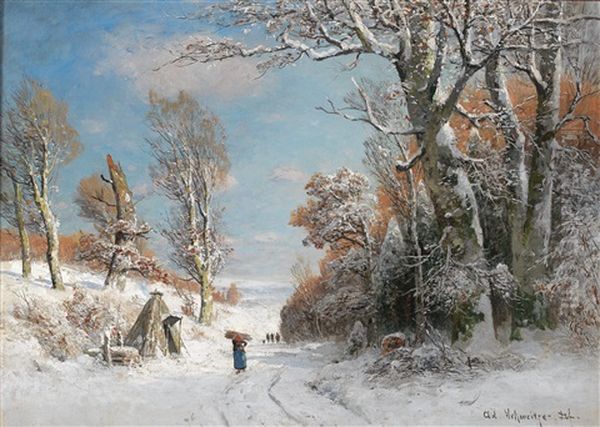 Winterlandschaft Mit Reisigsammlerin - view 1