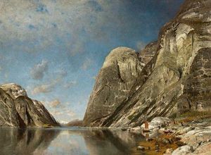 Prachtige Sommerlandschaft An Einem Grosen Norwegischen Fjord