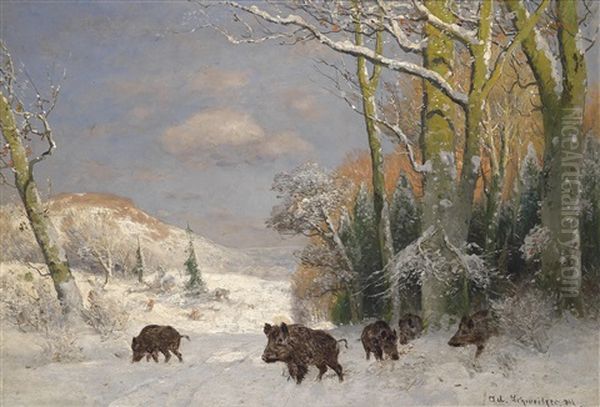 Wildschweinrotte Am Waldrand - view 1