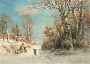Sammlerin Und Jager In Einer Winterlandschaft