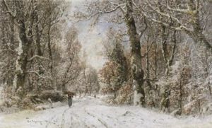 Reisigsammlerin In Tief Verschneitem Winterwald