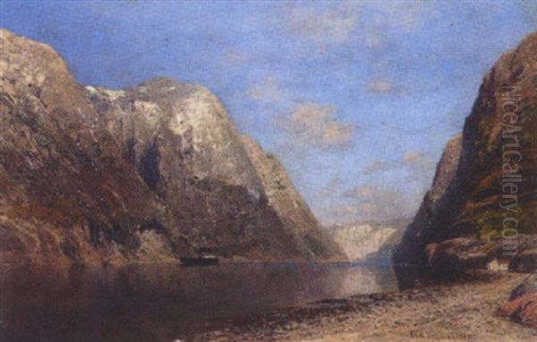 Fjordlandschaft Mit Dampfschiff - view 1