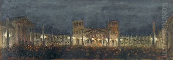 Bismarkfeier (sic!) Abends 7 Uhr In Munchen Am 28. Marz. Blick Auf Den Konigsplatz Mit Propylaen, Ausstellungsgebaude Und Glyptothek - view 1