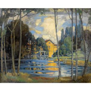 Parklandschaft Mit Einem See by Ernst Schweizer