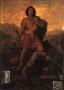David Returning Thanks For His Victory Over Goliath by Heinrich Schwemminger