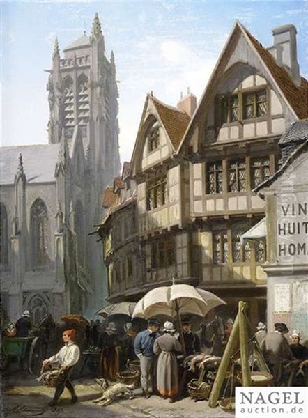 Market Day In An Old Town - view 1