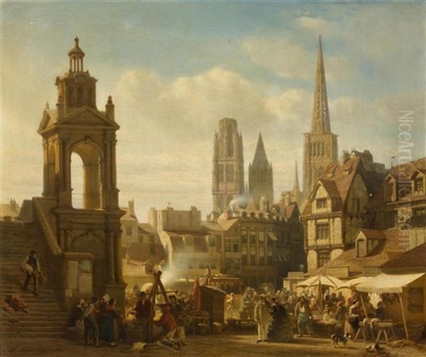 Belebte Stadtansicht Von Rouen - view 1