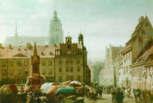 A Market Place, Dessau by Albert Schwendy