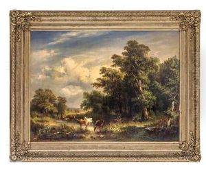 Kuhe An Der Furt by Karl Schweninger the Elder