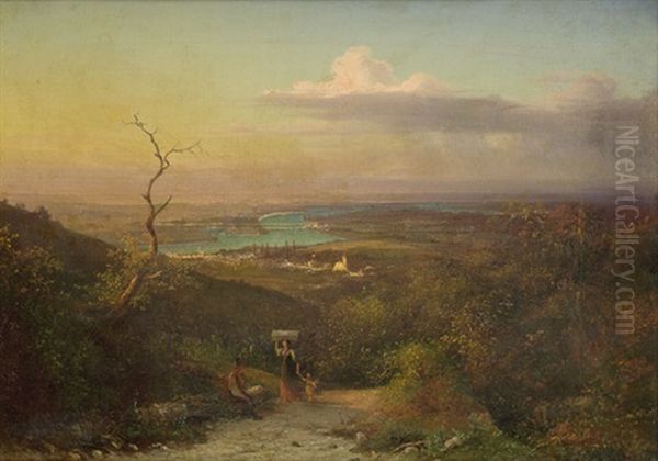Blick Vom Leopoldsberg Auf Nussdorf, Im Hintergrund Die Donau Mit Wien - view 1