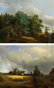 Landschaft Mit Bauernhof (pair) by Karl Schweninger the Elder