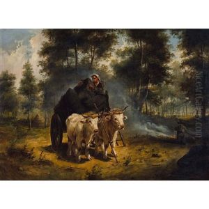 Kohler Auf Dem Ochsenkarren by Karl Schweninger the Younger