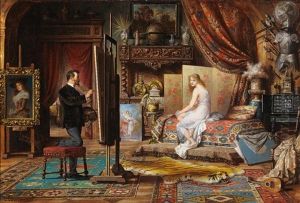 The Artist And His Model by Karl Schweninger the Younger
