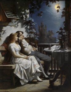 Liebespaar Im Mondschein by Karl Schweninger the Younger