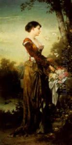 A Lady With Butterflies by Karl Schweninger the Younger