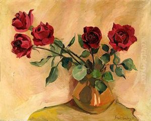 Stilleben Mit Roten Rosen by Martel Schwichtenberg