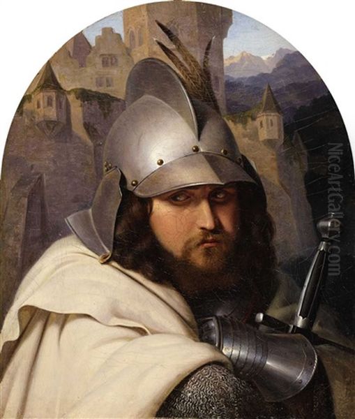 Knight In A Landscape With Medieval Castle - view 1