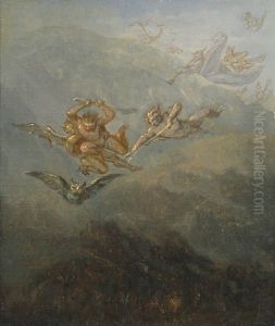 Satan, Hexen Und Eule Im Flug (study)