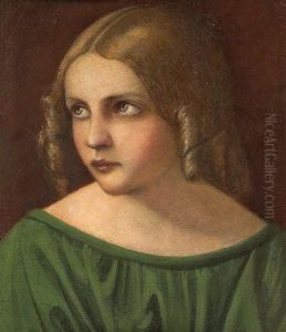 Bildnis Eines Madchens In Grunem Kleid by Moritz von Schwind